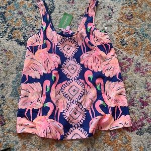 NWT LILY PULITZER SILK TOP XS RESORT NAVY Gimme some leg engineered